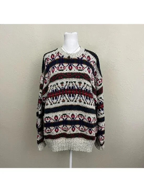 vintage 90s striped quirky indie grandpa sweater - Picture 2 of 8